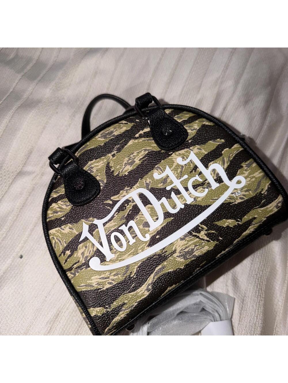 NEW w/ TAG Von Dutch SIBERIAN CAMO mini bowling bag clutch purse Y2K - Picture 2 of 8